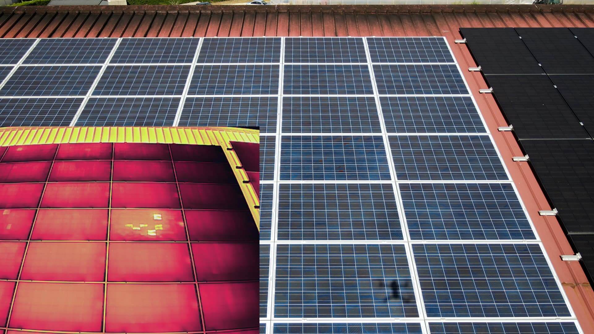 Défaut thermique relevé sur des panneaux photovoltaïques inspectés par drone en Gironde