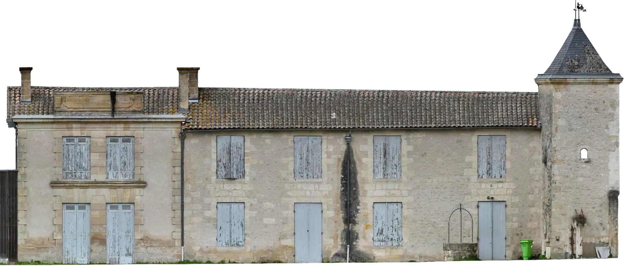 Orthophotographie d’une façade de bâtiment patrimonial réalisée par drone en Gironde