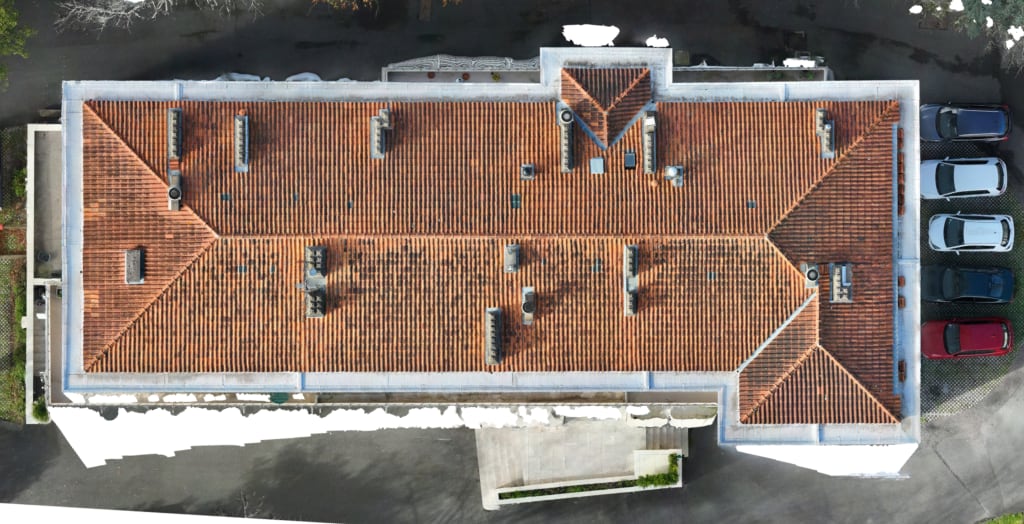 Orthophotographie d'une toiture réalisée par drone en Gironde
