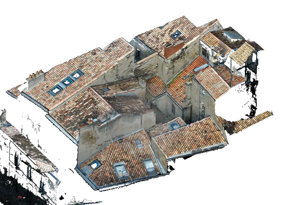 Modélisation 3D en nuage de points d’une toiture réalisée à partir d’une inspection par drone